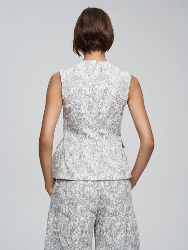 Блуза из денима с принтом «Розы»