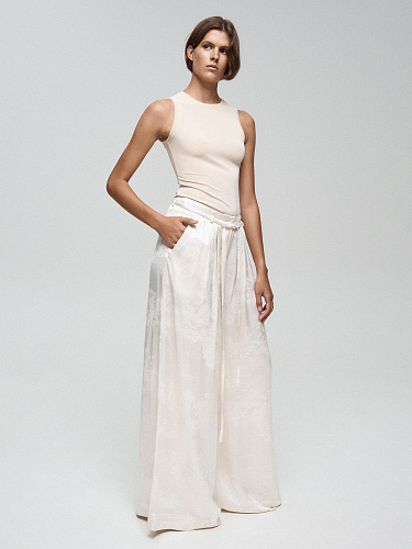 Широкие брюки с принтом &amp;quot;Бамбук&amp;quot;