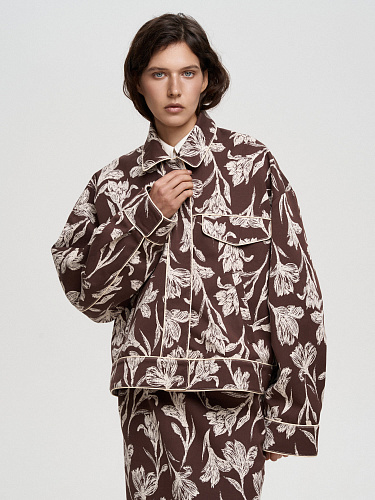 Хлопковый бомбер с цветочным принтом