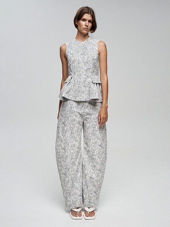 Блуза из денима с принтом «Розы»