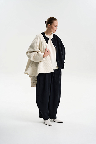 Свободное полупальто из твида