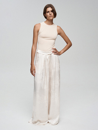 Широкие брюки с принтом &quot;Бамбук&quot;