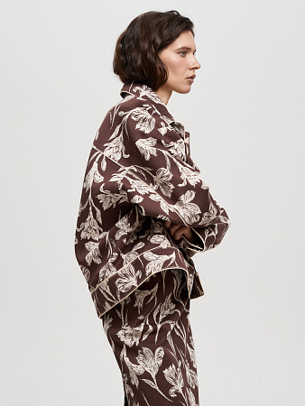 Хлопковый бомбер с цветочным принтом