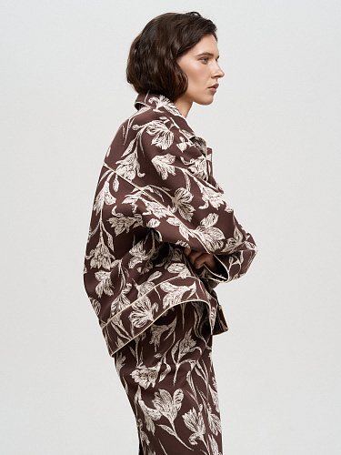 Хлопковый бомбер с цветочным принтом