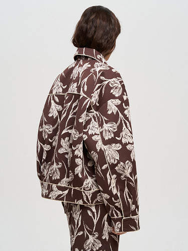 Хлопковый бомбер с цветочным принтом