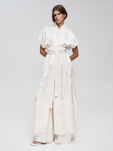 Широкие брюки с принтом &amp;quot;Бамбук&amp;quot;